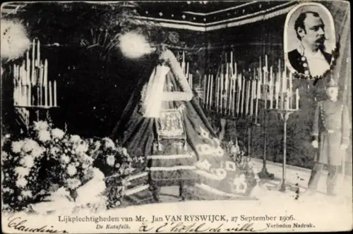 Ak Anvers Antwerpen Flandern, Trauerfeier für Jan Van Rijswijck, am 27. September 1906 im Rathaus