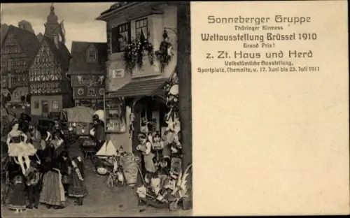 Ak Bruxelles Brüssel, Weltausstellung 1910, Sonneberger Gruppe, Thüringer Kirmes