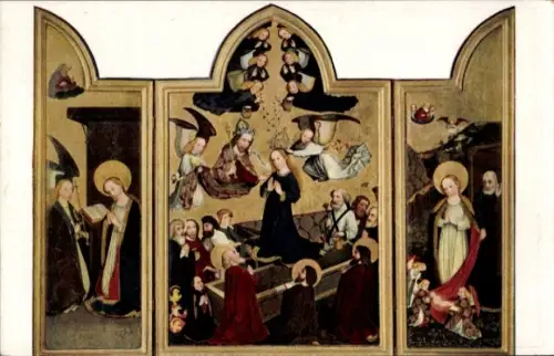 Ak Wrocław Breslau Schlesien, Schlesisches Museum der bild. Künste, Gemälde, Engel, Heilige