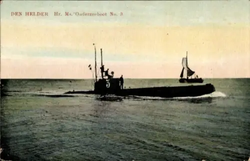 Ak Den Helder Nordholland Niederlande, U-Boot Nr. 3 der königlich niederländischen Marine