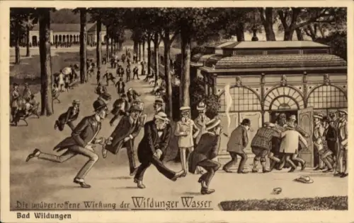 Künstler Ak Bad Wildungen in Hessen, Die unübertroffene Wirkung der Wildunger Wasser