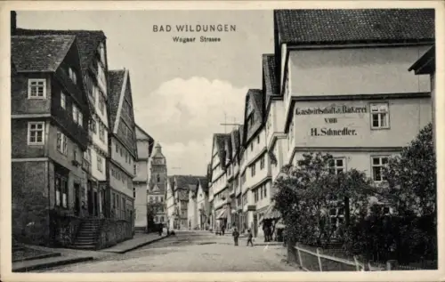 Ak Bad Wildungen in Hessen, Wegaer Straße, Gastwirtschaft und Bäckerei H. Schnedter