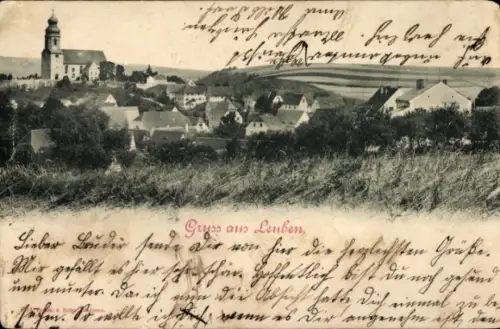 Ak Leuben Nossen in Sachsen, Gesamtansicht, Kirche