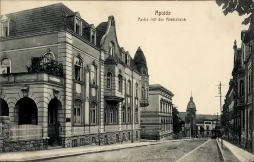 Ak Apolda in Thüringen, Reichsbank, Straßenansicht