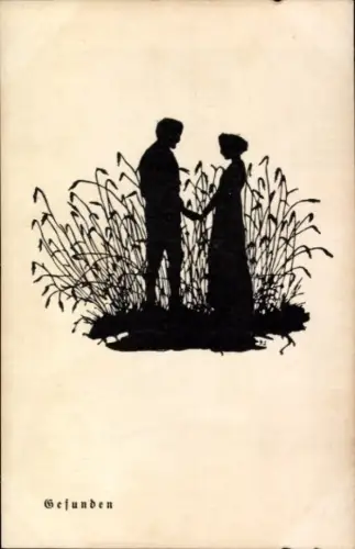 Scherenschnitt Künstler Ak Schubring, G., Gefunden, Liebespaar