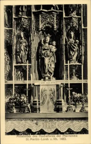 Ak Lorch im Rheingau Hessen, Mittelstück des Hochaltares, Pfarrkirche St. Martin Lorch a. Rh., 14