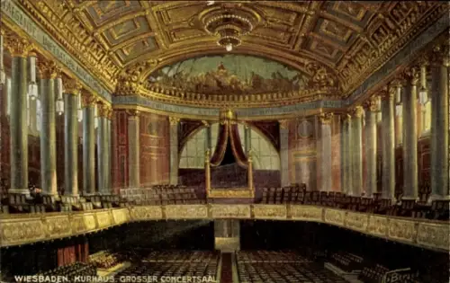Ak Wiesbaden in Hessen, Wiesbaden Kurhaus, Großer Concertsaal, prächtige Innenarchitektur