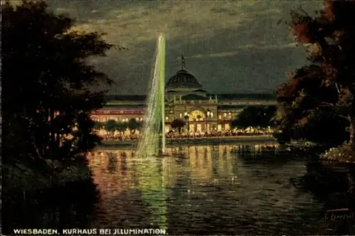Ak Wiesbaden in Hessen, Kurhaus bei Illumination
