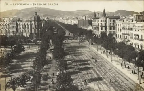Ak Barcelona Katalonien Spanien, Paseo de Gracia