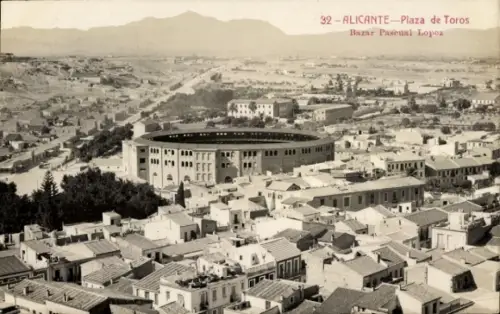Ak Alicante Valencia Spanien, Plaza de Toros, Bazar Pascual Lopez