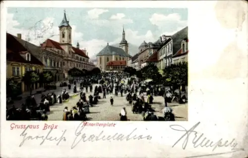 Ak Most Brüx Region Aussig, Brux, Minoritenplatz