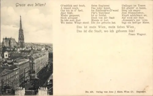 Lied Ak Wien 1 Innere Stadt, Stadtansicht, Lied von Franz Wagner
