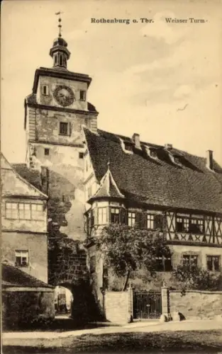 Ak Rothenburg ob der Tauber Mittelfranken, Rothenburg o. Tbr., Weisser Turm