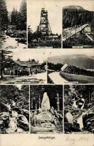 Ak Neustadt an der Tafelfichte Region Reichenberg, Aussichtsturm, Große Iser, Baude, Kammhäuserweg