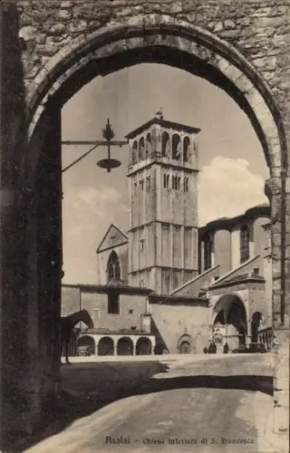 Ak Assisi Umbria, San Francesco Kirche, Torblick