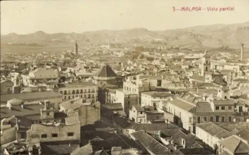 Ak Málaga Andalusien Spanien, Gesamtansicht
