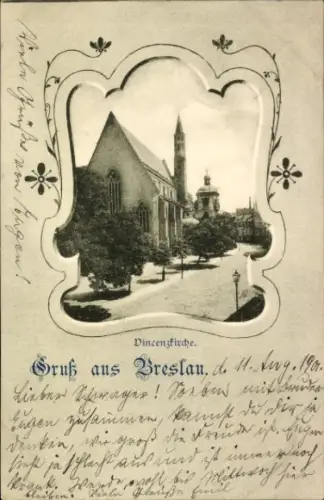 Passepartout Ak Wrocław Breslau Schlesien, Vincenzkirche