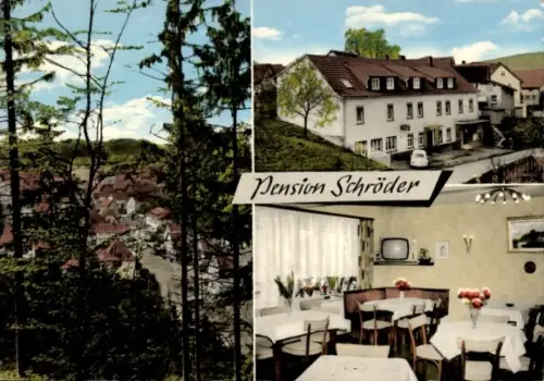 Ak Löhlbach Haina Kloster in Hessen, Pension Schröder, Gastraum