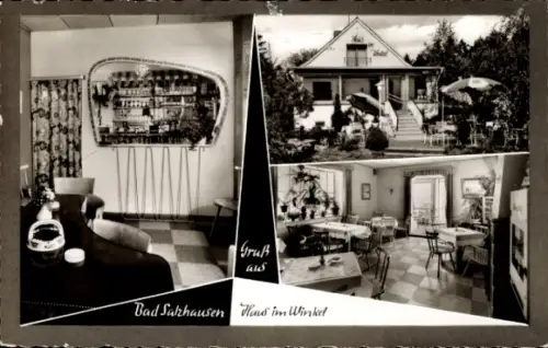 Ak Bad Salzhausen Nidda in Hessen,  Haus im Winkel, Café-Restaurant, Gaststube, Außenansicht