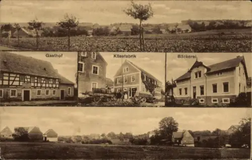 Ak Moosheim Michaelerberg Pruggern Steiermark, Gasthof, Käsefabrik, Bäckerei, Dorfpanorama