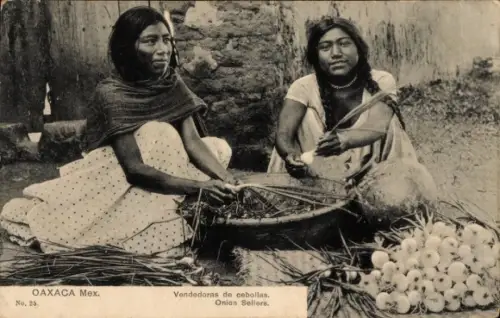 Ak Oaxaca Mexiko, Zwiebelverkäuferinnen