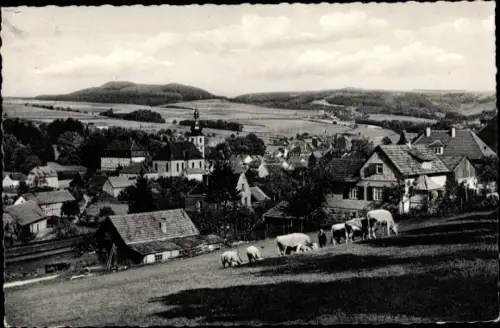 Ak Gersfeld in der Rhön in Hessen, Blick auf Ort, Kuhweide, Kühe