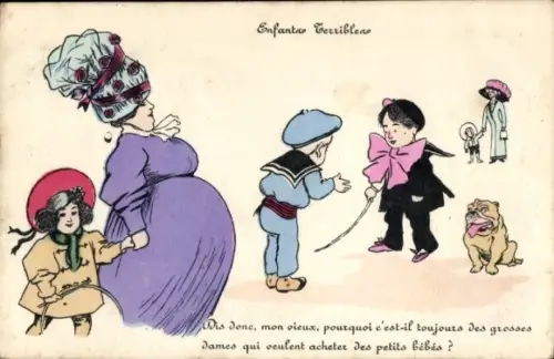 Künstler Ak Sager, Xavier, Enfants Terribles, des petits bébés, Kinder, Bulldogge