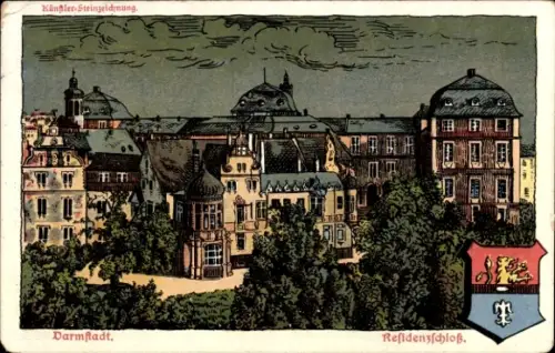 Ak Darmstadt in Hessen, Residenzschloss, Wappen