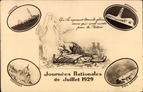 Ak Journees Nationales de Juillet 1929, Lorette, Dormans, Vieil Armand, Douaumont