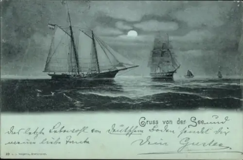 Ak Gruß von der See, Segelschiffe
