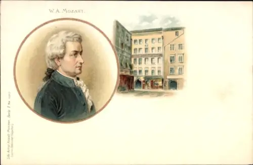 Litho Komponist Wolfgang Amadeus Mozart, Geburtshaus