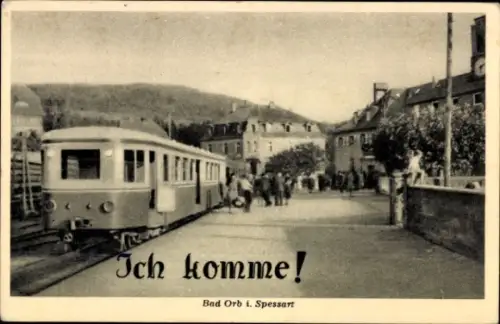 Ak Bad Orb in Hessen, Bahnsteig, Zug