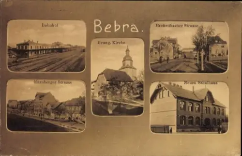 Ak Bebra an der Fulda Hessen, Bahnhof, Kirche, Nürnberger Straße, Breitenbacher Straße