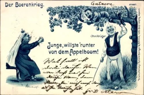 Litho Der Boerenkrieg, Ohm Krüger, Cecil Rhodes, Königin Viktoria, Burenkrieg