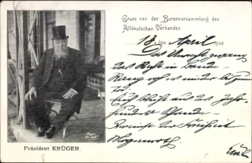 Ak Präsident Kruger, Südafrika, Burenversammlung des Alldeutschen Verbandes