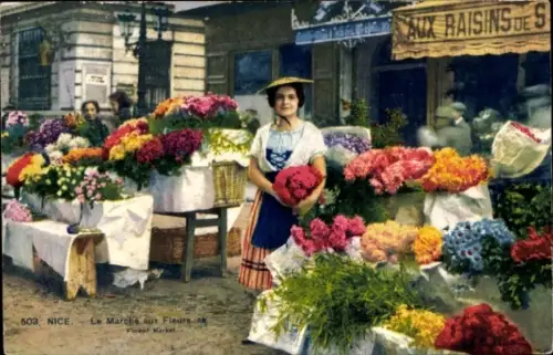 CPA Nice Alpes-Maritimes, Marche aux Fleurs