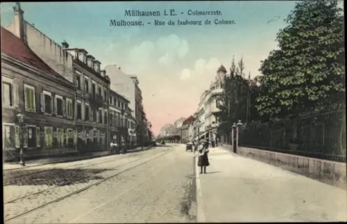Ak Mulhouse Mülhausen Elsass Haut Rhin, Colmarerstraße