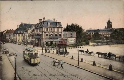 Ak Colmar Kolmar Elsass Haut Rhin, Rufacherstrasse, Maisfeld