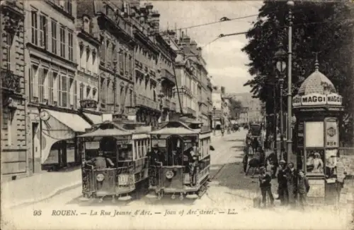 CPA Rouen Seine Maritime, Rue Jeanne d'Arc, Tramway