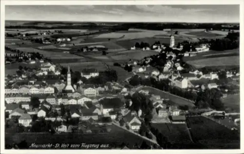 Ak Neumarkt Sankt Veit an der Rott Oberbayern, Neumarkt-St. Veit vom Flugzeug aus, Luftaufnahme, 