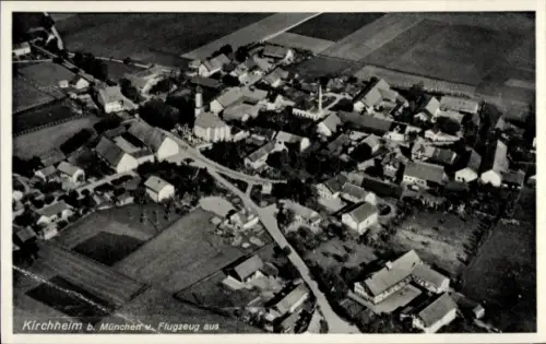 Ak Kirchheim bei München, Kirchheim b. München, Luftaufnahme, Ortskern