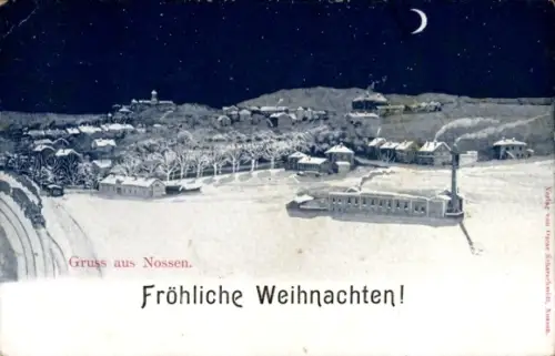 Ak Nossen in Sachsen, Gesamtansicht, Fröhliche Weihnachten