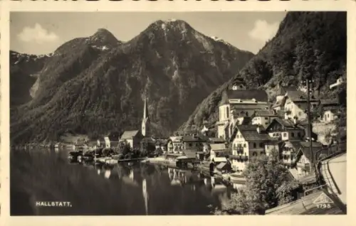 Ak Hallstatt im Salzkammergut Oberösterreich, Berglandschaft,  See, Kirche, Häuser, 1795