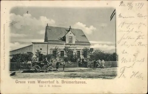 Ak Bremerhaven, Weserhof, Inh. J. H. Behrens, Kutsche