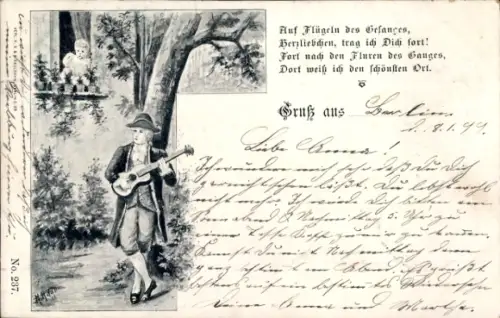 Ak Auf Flügeln des Gesangen, Herzliebchen trag ich Dich fort, Minnesang