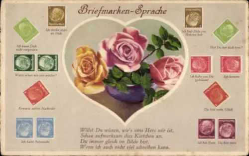 Ak Briefmarkensprache, Rosen