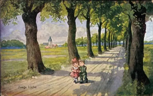 Künstler Ak Junge Liebe, Kinder