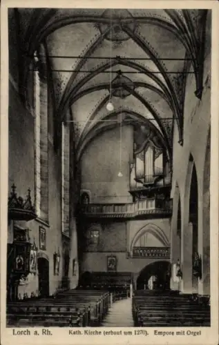 Ak Lorch im Rheingau Hessen,  Kath. Kirche, Empore mit Orgel, erbaut um 1270