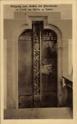 Ak Lorchhausen Lorch am Rhein Hessen, Eingang zum Archiv der Pfarrkirche,  14. Jahrhundert, gesch