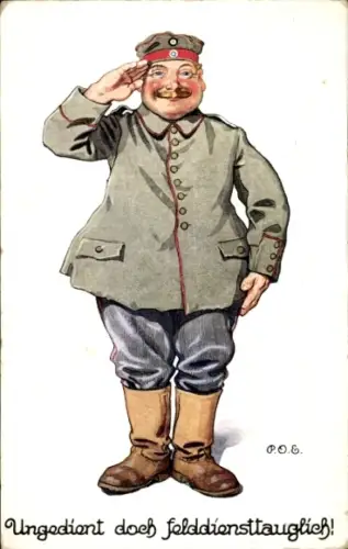 Künstler Ak Engelhard, P.O.E., Ungedient doch felddiensttauglich